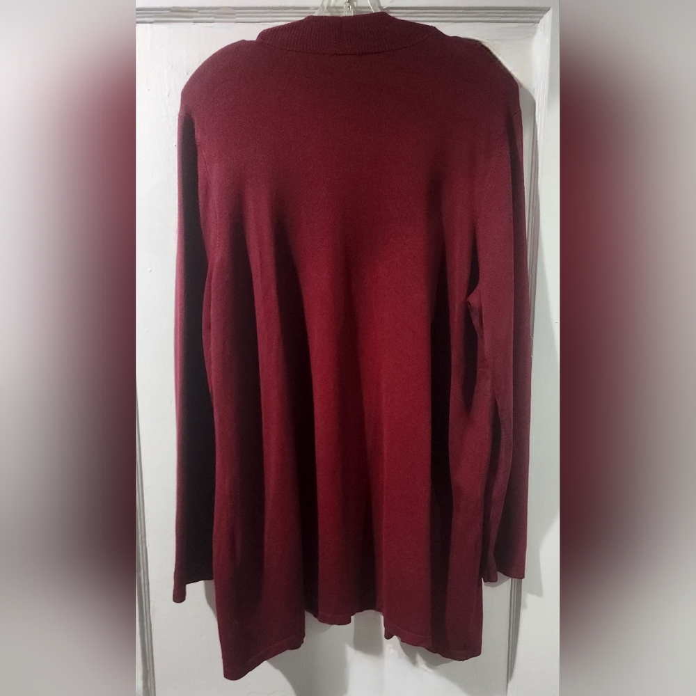 ​🌷Jones New York Burgundy Open-Front Knit Cardigan 🌷 Size 1X - Picture 4 of 5